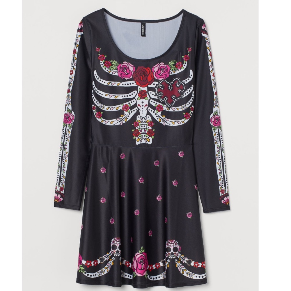 H&M La Catrina Halloween costume Mini Dress
